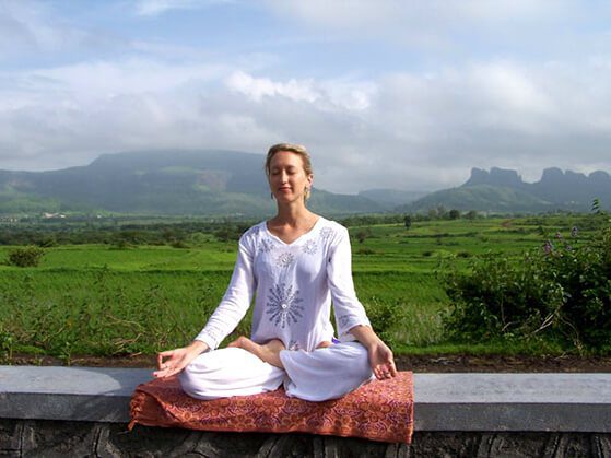 Pranayama breathwork close eyes
